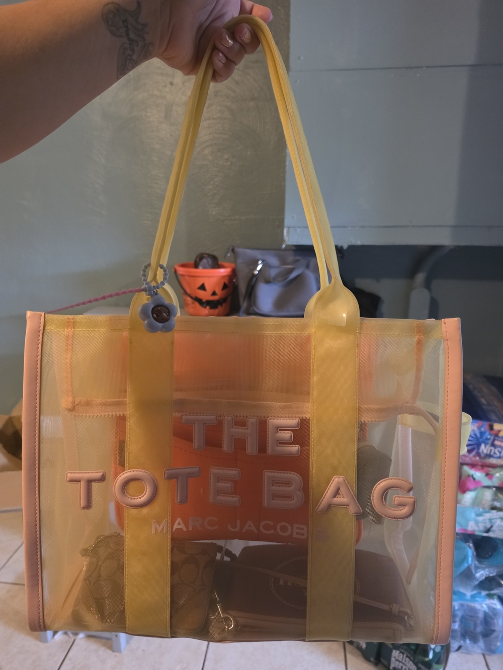 Marc Jacobs Yellow and Peach The Tote Bag - Transparent PVC Tote